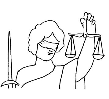 Vrouwe Justitia - Tekening Marja Zuidgeest